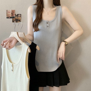 Plus Size Women's Summer Outer Wear for Fat Girls, Sleeveless Tops, Knitwears, Fat mm Loose and Versatile Vests