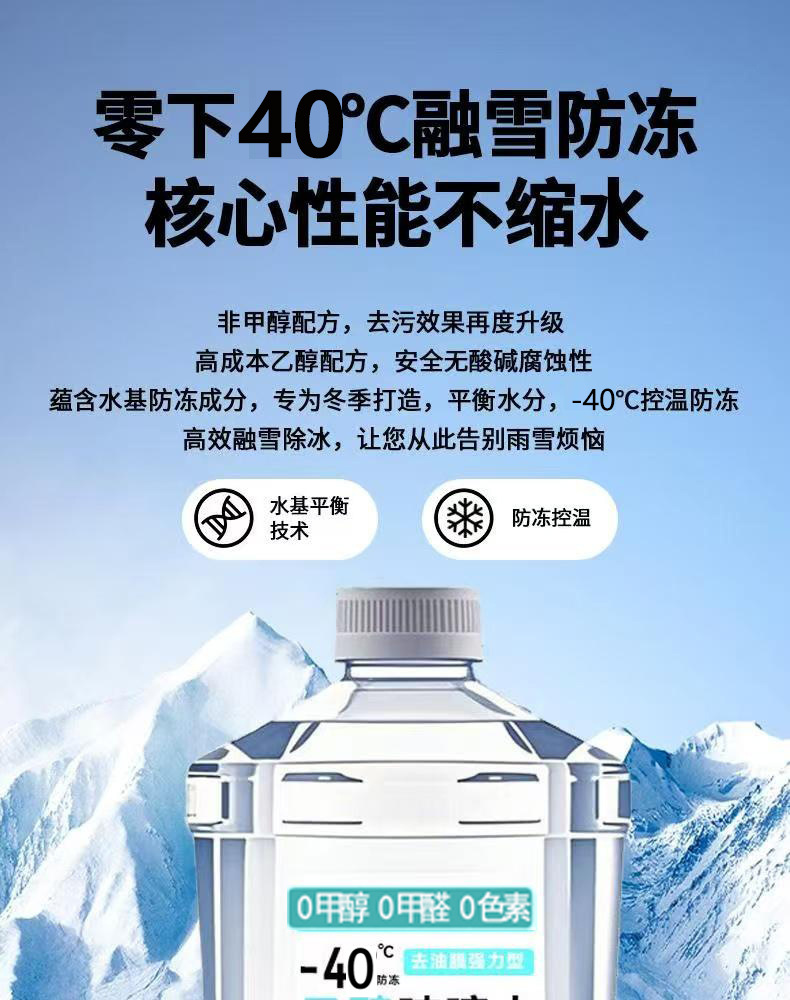 Genuine ethanol windshield washer fluid for car glass, removes dirt and oil film, prevents freezing in winter, suitable for all seasons, for cleaning and maintenance