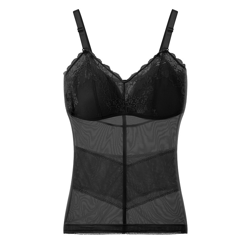 Verano delgado, sin costuras, hermosa espalda, transpirable, esculpir el cuerpo, abdomen, chaleco de fondo, malla para mujer, honda, ropa interior, almohadilla para el pecho fija