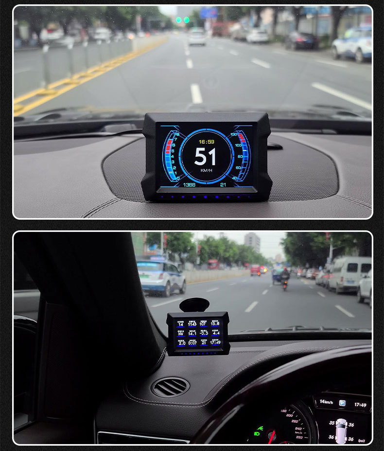 Car Smart Head-Up Display Hd Obd Lcd Instrument Slope Meter Car Fault Code Clearing Detector