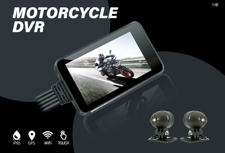 Touch screen WiFi waterproof dual lens locomotive recorder HD 1080P track GPS motorcycle driving recorder