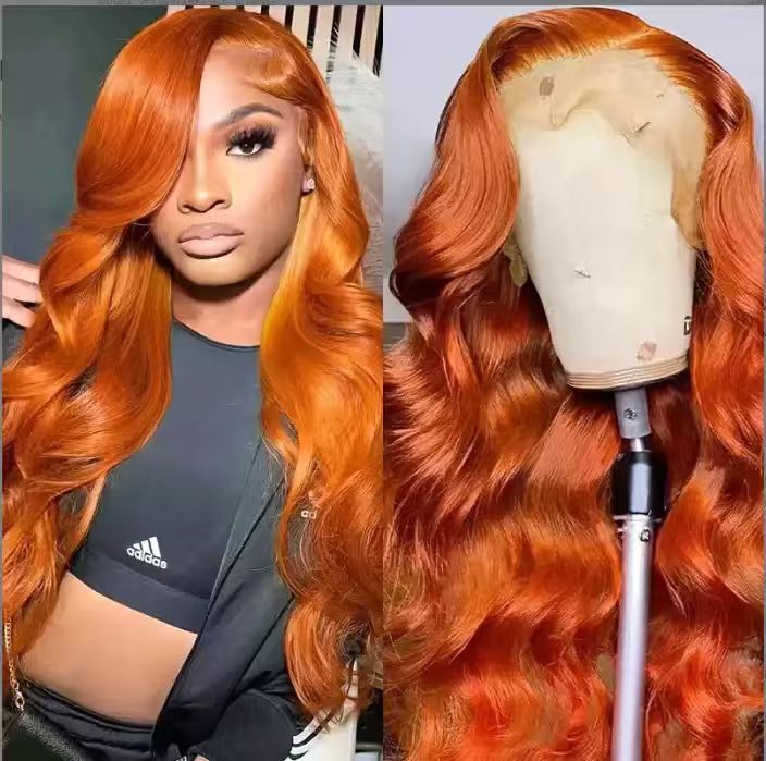 Popular Brazilian Wigs: Orange and Burgundy Lace Front Long Curly Synthetic Wigs Wholesale