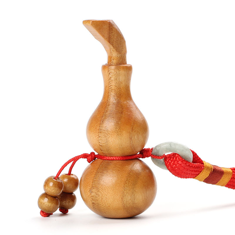  桃木葫蘆手把件木雕葫蘆掛件精緻可愛