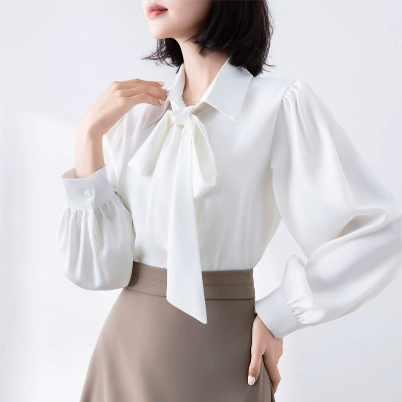 Шифоновая рубашка с бантом Женская профессия носит подлинную белую рубашку для интервью