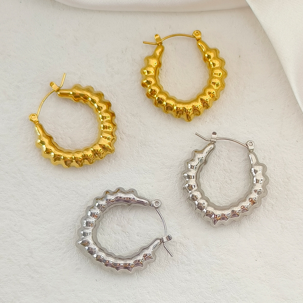 Women'S Gender 1 Pair Elegant Oval Stainless Steel Plating Hoop Earrings