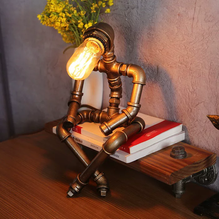 Robot, creative bar table lamp for bed, American style, punk style