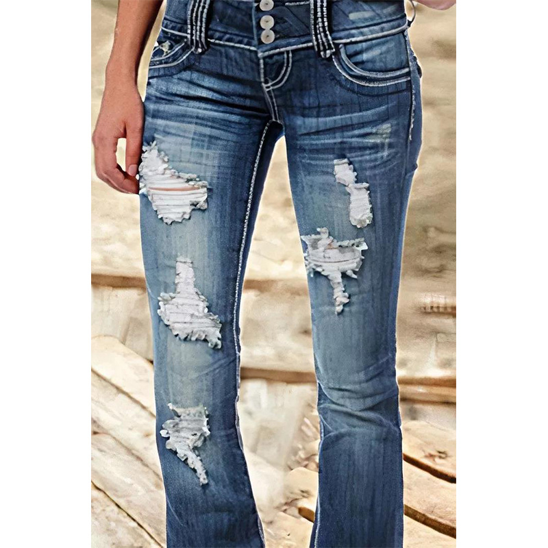 demi-season denim retro trousers