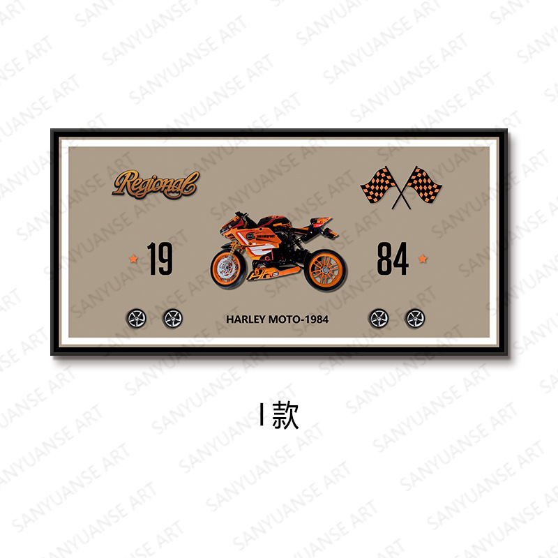 Bloques de construcción de moda Motocicleta porche pasillo mural habitación de los niños dormitorio decoración pintura Kawasaki BMW carreras todoterreno