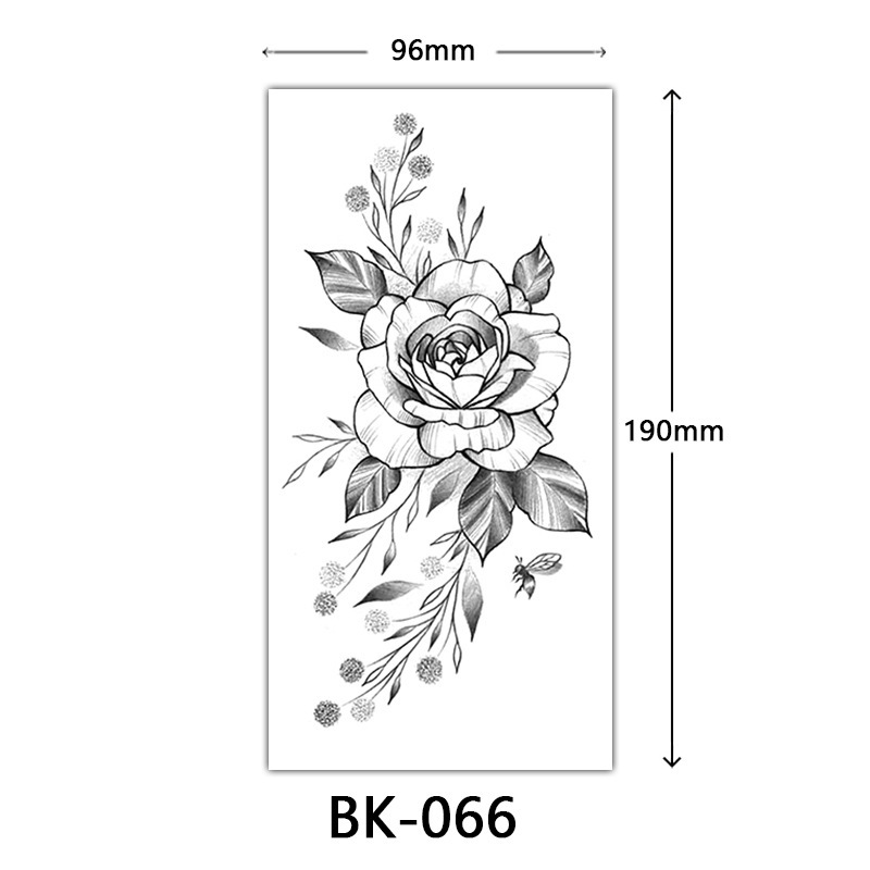 クロスボーダー特別供給スケッチフラワータトゥーステッカースケッチタトゥーステッカーバラの花黒と白の花タトゥー|undefined