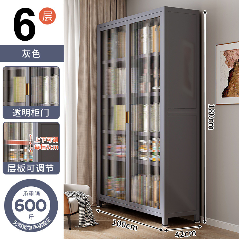 Estantería de biblioteca de acero para el hogar a prueba de polvo con puerta estantería de pared completa gabinete de almacenamiento de piso estante de almacenamiento