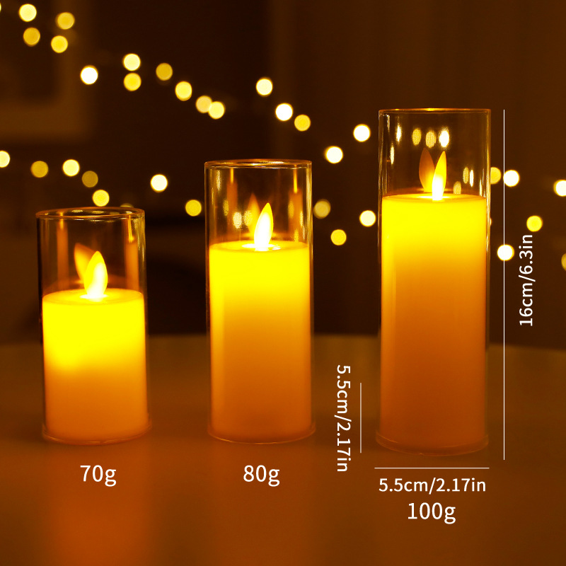 Ventas transfronterizas de vela electrónica LED vaso de vidrio oscilante vela navideña vela navideña decoración navideña