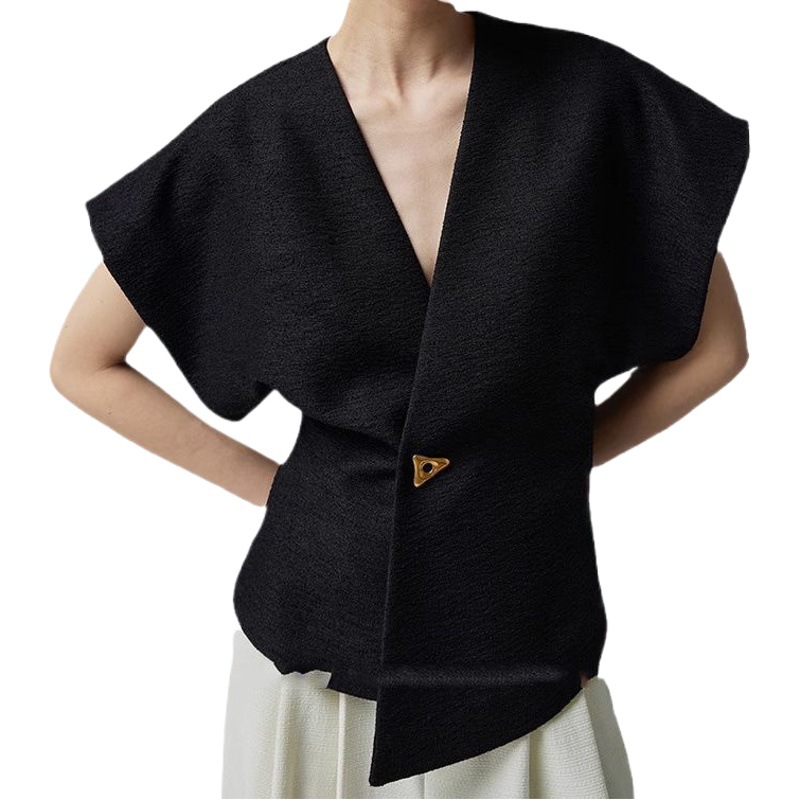 Artículo de moda Cool chic elegante cintura adelgazante un botón asimétrico traje chaleco sin mangas para las mujeres image 1