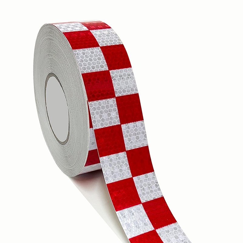 Customizado cristal cuadrilátero cinta adhesiva reflectante lote rojo y blanco logotipo de seguridad de tráfico fuerte pegatina de automóvil por la noche
