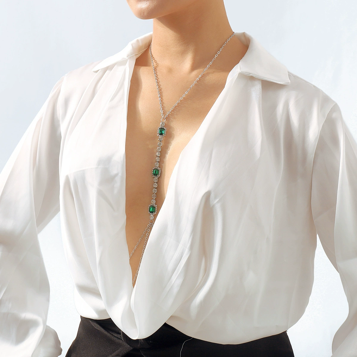 C0480 Cross -border European and American sexy leisure holiday style body chain spring and summer fashion cross -popular imitation drilling chain