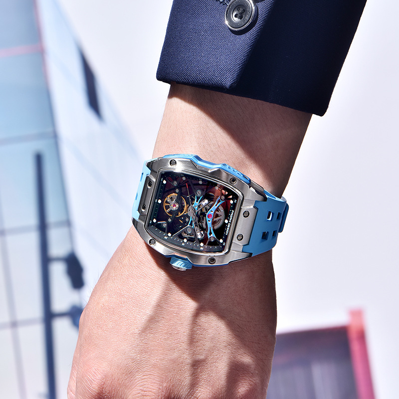 PAGANI DESIGN Bergani Barrel Automático Reloj mecánico para hombre hueco Reloj de pulsera YS018