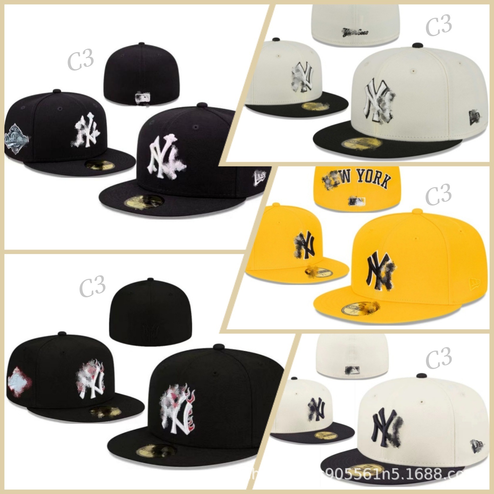 Gorras de béisbol de los Yankees al por mayor, sombreros planos bordados para hombres y mujeres, sombreros de talla de letras americanas, sombreros no ajustables de Han Chao
