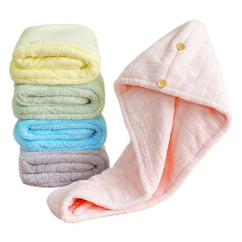 Dry Hair Cap for Women Thickeneded Double-Layer Quick-Drying Coral Velvet Dry Hair Towel Super Absorbent Turban Shower Cap Wholesale Customization