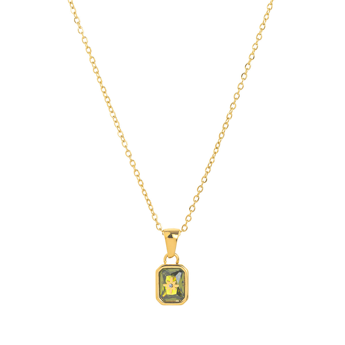 Collar Colgante de Estrella Polar con Piedra de Nacimiento, Acero de Titanio