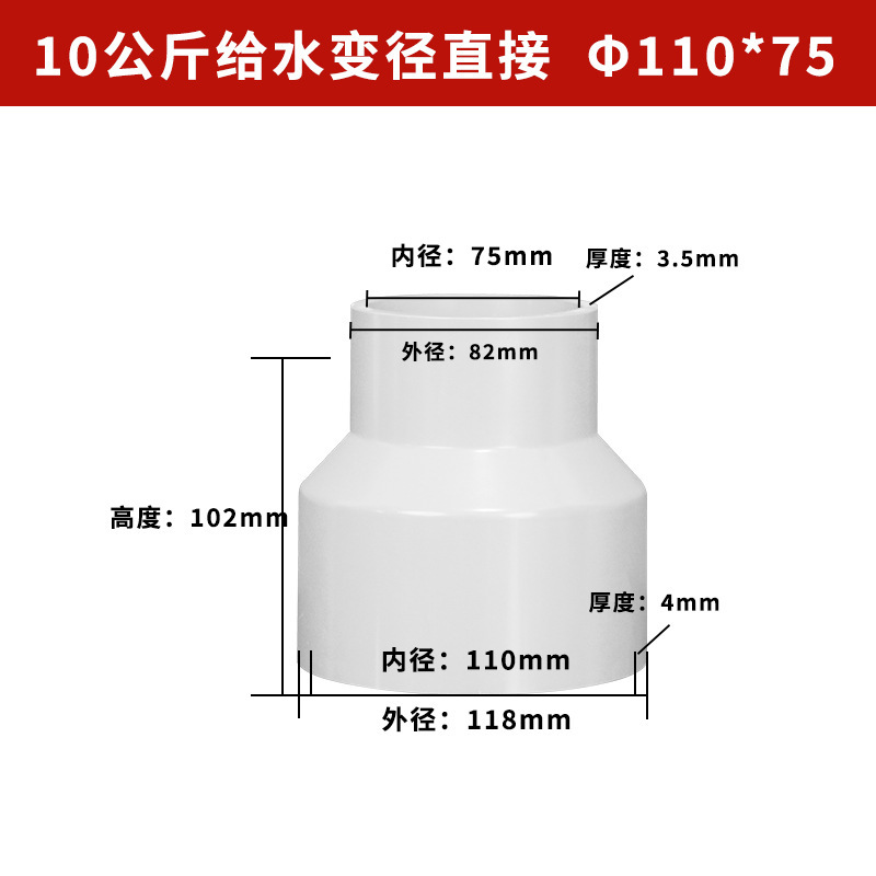 Pvc給水変径直接サイズ20 25 32 40 50給水変径部品異径直接継手|undefined