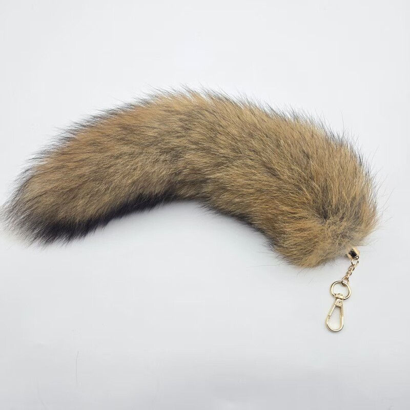 Oversized Fox Fur Pendant Silver Blue Fox Tail Real Fur Accessories Women's Bag Pendant Car Keychain
