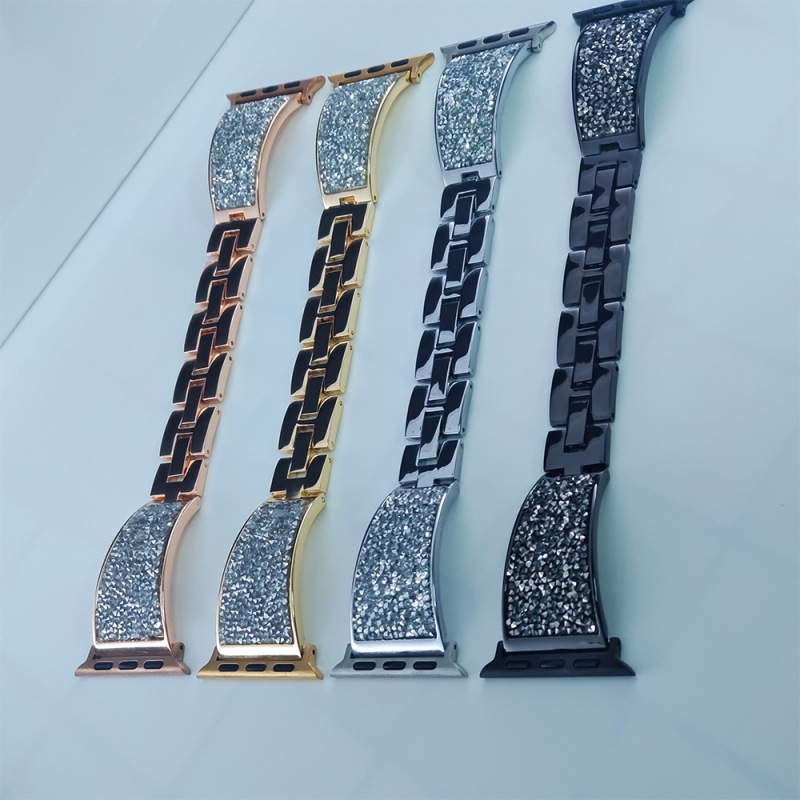 Suitable for Apple Watch Straps, Fashionable Swarovski Diamond-Encrusted Metal Applewatch8 Cross-Border Steel Strap Suitable for Apple Watch Straps, Fashionable Swarovski Diamond-Encrusted Metal Applewatch8 Cross-Border Steel Strap