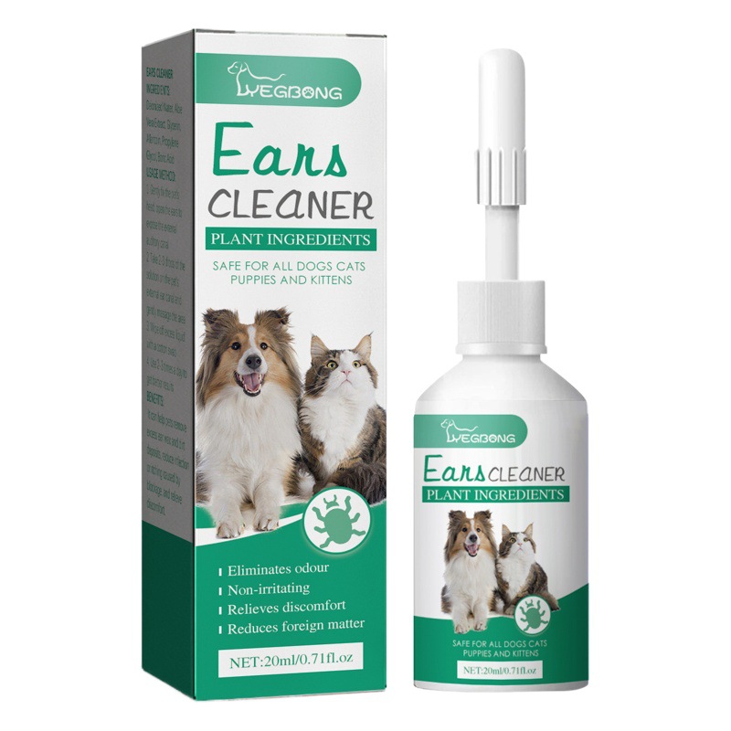 Yegbong Pet Ear Drops Universal for Cats and Dogs, Cleans Ear Canals, Removes Ear Mites, Deodorizes, Daily Cleaning Care Ear Wash