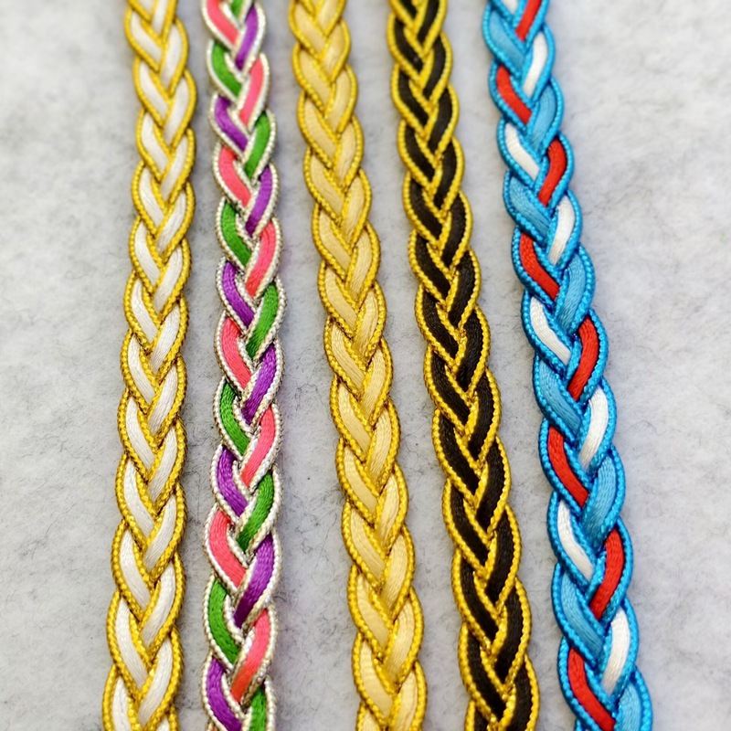 1.2cm彩色花边 窗帘辫子金银丝花边 服装辅料韩国带金色花边