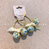 Children's hair accessory, cloth, hair rope with bow, Korean style, floral print