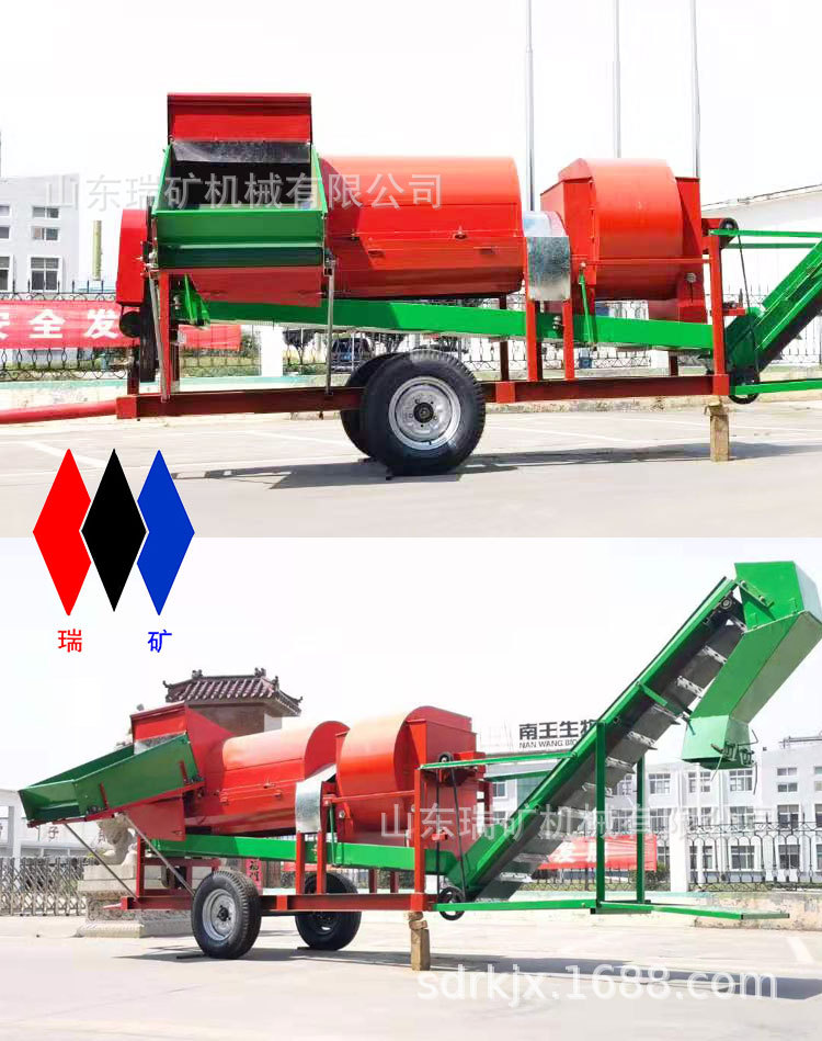 河北承德8000型花生摘果机四轮车带打花生机干湿两用自动装袋