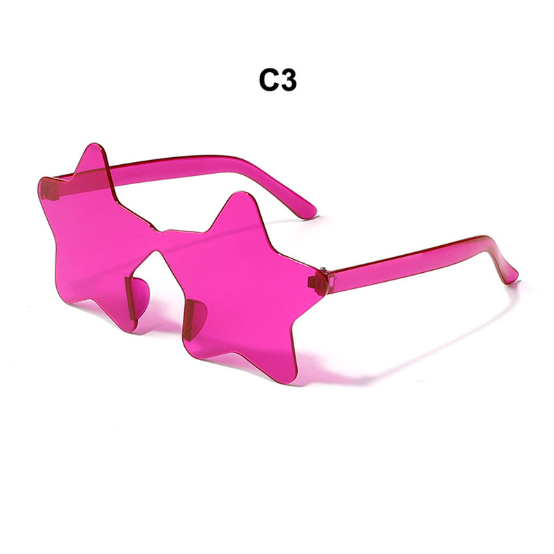 Nueva personalidad de color caramelo sin marco gafas de sol de estrellas fiesta extraña gafas de sol de pentagrama image 8