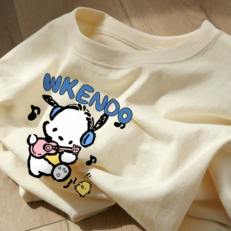 Футболка с коротким рукавом Hello Kitty из хлопка, детская летняя одежда, с рукавом