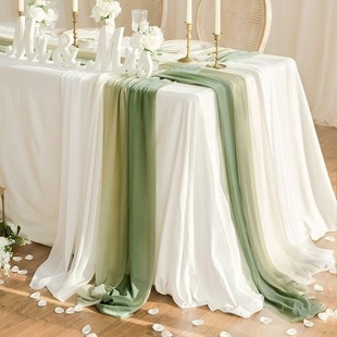 Table Runner Valance Veil Bali Yarn Wedding Party Nordic Decorative Dining Table Plain Beauty Yarn Chiffon Crepe Tablecloth