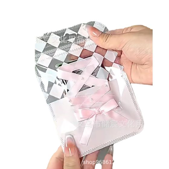 Ins girl heart pink rhombus self-sealing bag small card hand account material card packaging gift bag packaging sealed bag