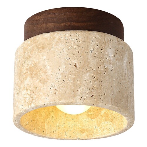 Japanese style wabi-sabi style yellow travertine ceiling lamp modern minimalist entrance balcony aisle full spectrum LED ceiling lamp
