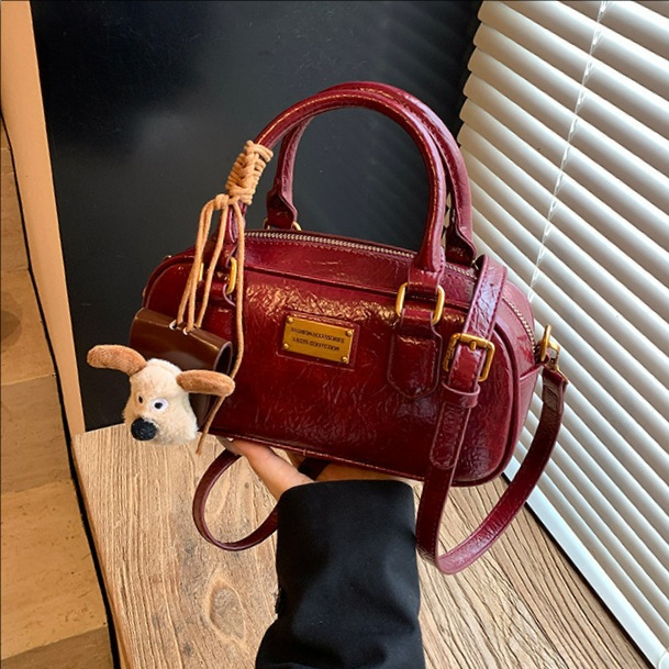 Cross-Border Retro Niche Bowling Bag For Women Soft Leather Texture Fashion Shoulder Bag Versatile Trendy Crossbody Bag