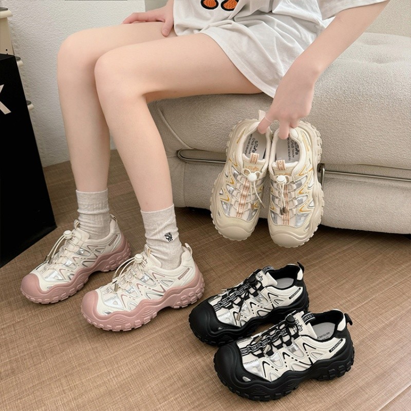 Modele noi de încălțăminte pentru femei cu tocuri cu platformă și talpă groasă care sporesc înălțimea și pantofi cu șireturi pentru mărimi mari_voghion.com