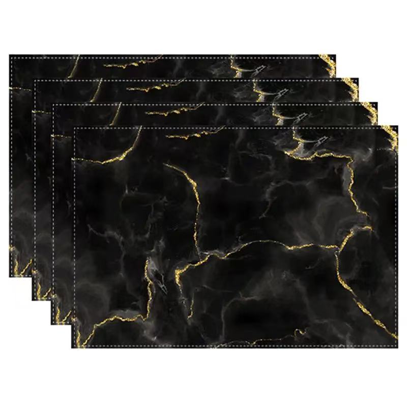 Nuevo poliéster cáñamo temu venta caliente oro negro mármol mantel moderno arte flor mantel restaurante decoración de la cocina
