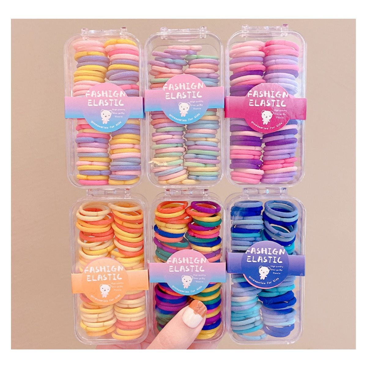 Caja de bebés correa de goma de color no daña el cabello bebé anillo de cabello duradero pequeña cuerda de cabeza de niña correa de goma para niños