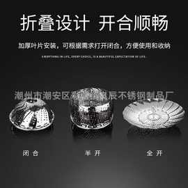 严选跨境不锈钢蔬菜海鲜折叠蒸盘伸缩多功能水果馒头百合盘蒸笼