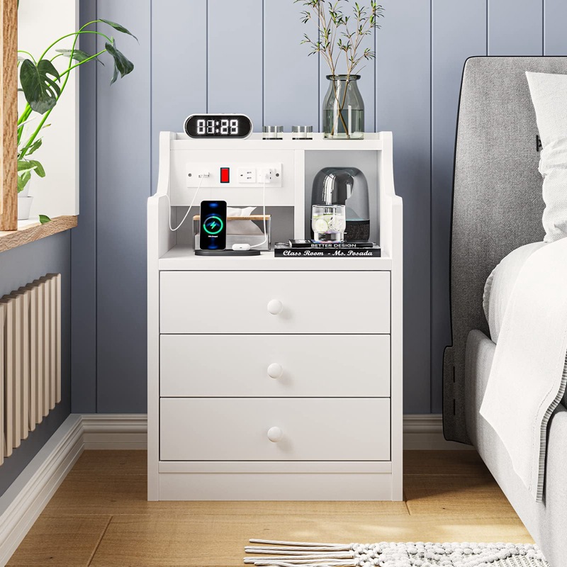Gran capacidad simple creativo dormitorio mesita de noche gabinete hogar recargable cabecera gabinete de almacenamiento sala de estar sofá lado gabinete