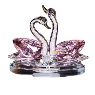 Creative Diamond-encrusted Glass Crystal Swan Car Ornaments Women's Car Beautiful Decorations High-end Couple Gift Tide