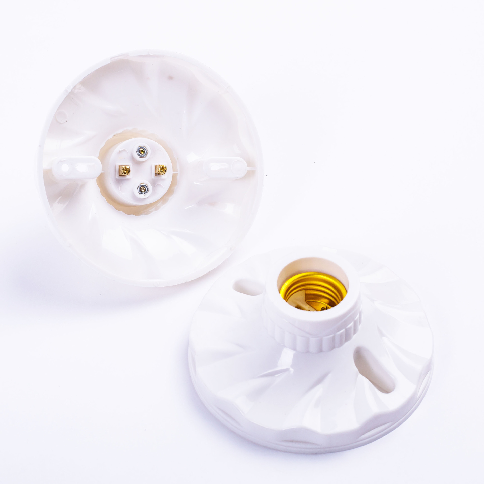120 wide E27 plastic flat lamp holder e27 screw lamp holder home decoration large flat lamp socket Luo Kou large round flat lamp holder