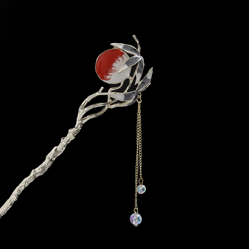 Rosa azul y blanco rhinestone flor horquilla mujeres de alto grado paso sacudida borla rizador de pelo horquilla estilo antiguo hanfu accesorios para el cabello otoño