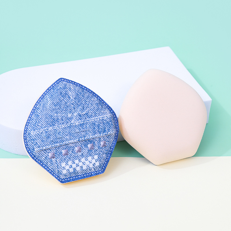 Punks personalizados denim marshmallow polvo super suave engrosado no comer polvo maquillaje vestido maquillaje esponja huevo maquillaje