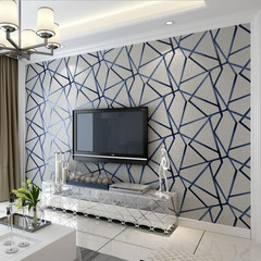 Geometric lines, living room background wall, deer skin velvet wallpaper, bedroom entrance non-woven wallpaper, modern and simple