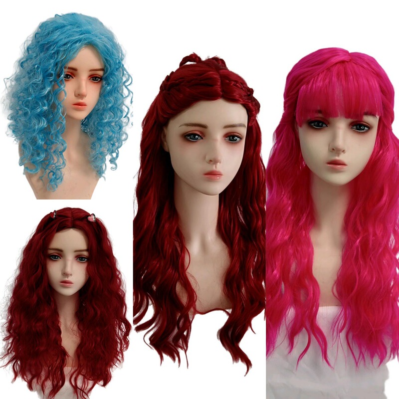 European and American Wigs Movie Descendants 5 Starlight Successors Red Pink Blue Cosplay Wig New European and American Wigs Movie Descendants 5 Starlight Successors Red Pink Blue Cosplay Wig New