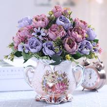 室内客厅摆件餐桌假花干花盆栽摆设装饰花艺欧式仿真花束绢花套装