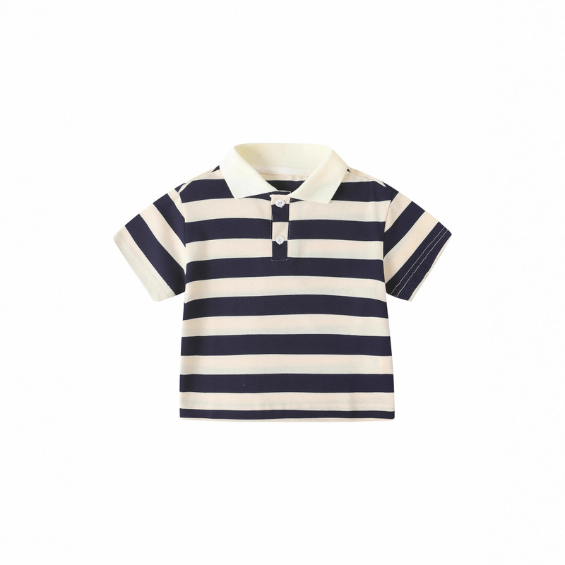 Kids Polo Summer Polo Shirt Kidsren's Small Medium through 90-160 Stripesd Korean Style Loose Lapel for Boys and Girls 95% Cotton Kids Polo Summer Polo Shirt Kidsren's Small Medium through 90-160 Stripesd Korean Style Loose Lapel for Boys and Girls 95% Cotton