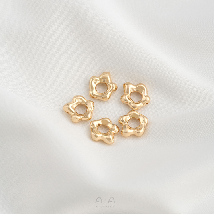 1 Piece 9 * 10mm Hole 3~3.9mm Copper 14K Gold Plated Flower Polished Spacer Bars display picture 1