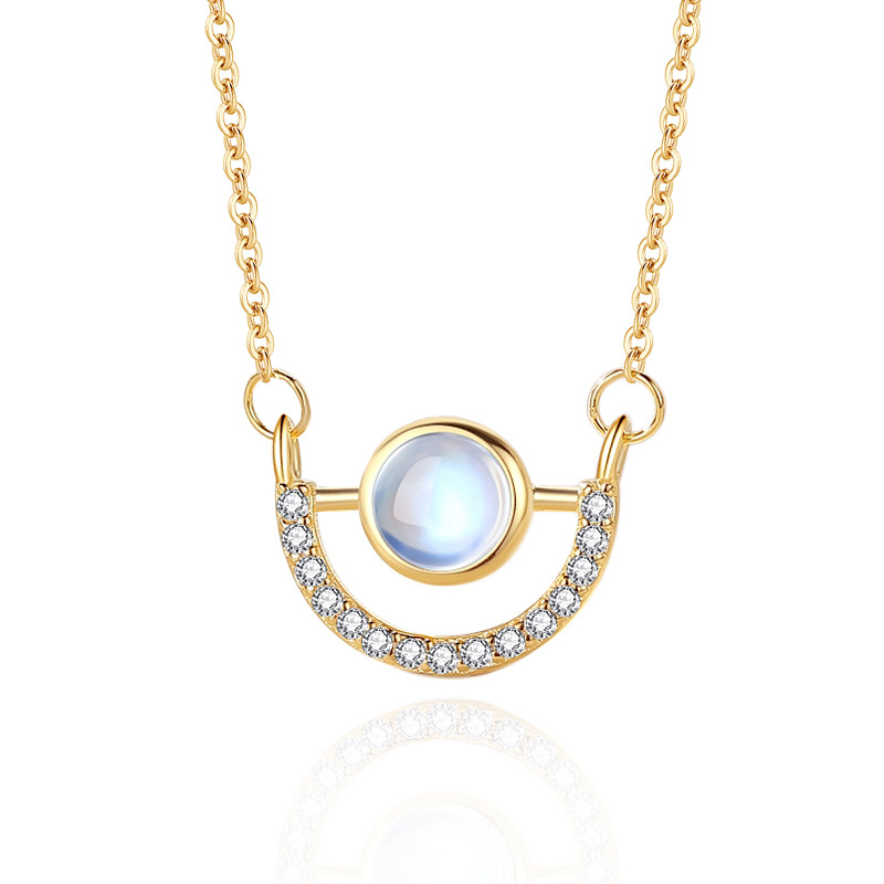 Creativo estilo geométrico s925 collar de plata de las mujeres de estilo coreano de moda semicírculo clavícula Cadena de plata joyería de regalo al por mayor